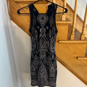 Beautiful Navy with rose sparkle dress.  Form fitting, worn once for a wedding.